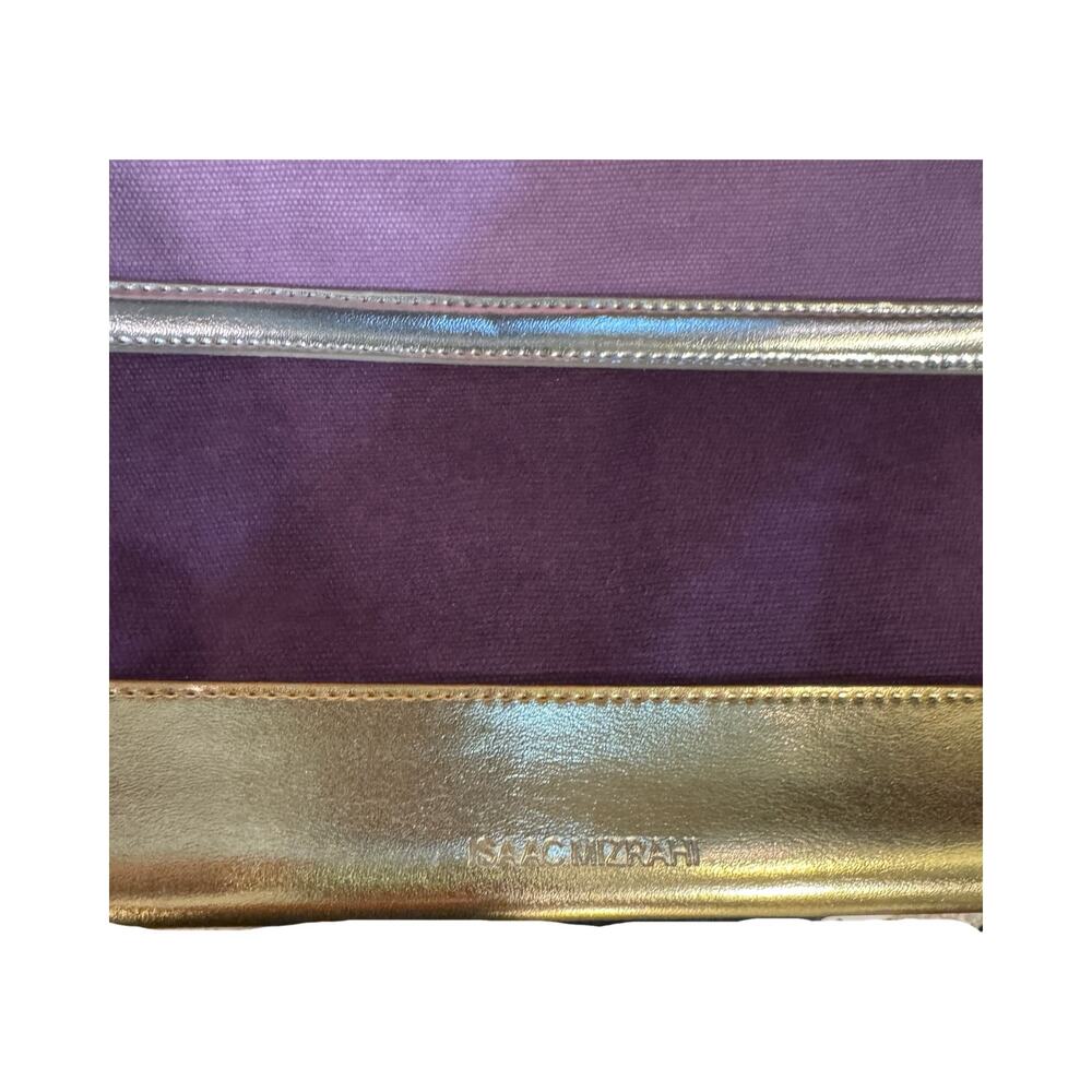 Isaac Mizrahi Canvas Beach Tote Gold Pink Purple Large - Picture 8 of 9